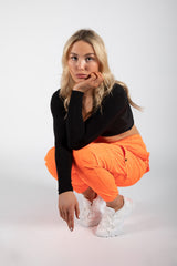 Orange Neon Cuffed Hem Shell Cargo Joggers 