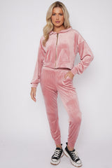 Pink Studded Juicy Print Velour Zip Up Tracksuit