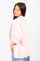 Dusky Pink Ruched Sleeve Blazer