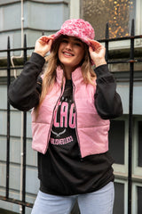 Pink Cow Print Faux Fur Bucket Hat 