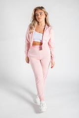 Pink Cropped Hoodie And Joggers Co-Ord