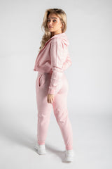 Pink Cropped Hoodie And Joggers Co-Ord