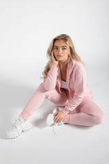Pink Cropped Hoodie And Joggers Co-Ord