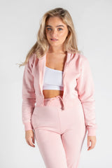 Pink Cropped Hoodie And Joggers Co-Ord