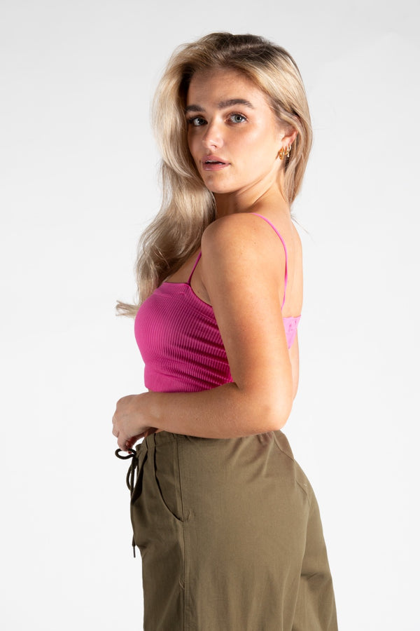 Pink Spaghetti Strap Crop Top