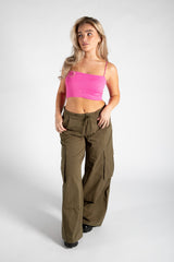 Pink Spaghetti Strap Crop Top