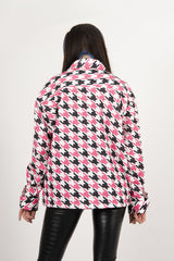 Fuchsia Houndstooth shacket 
