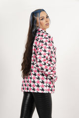 Fuchsia Houndstooth shacket 