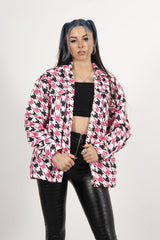Fuchsia Houndstooth shacket 