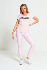 Pink High Waist Shine Leggings