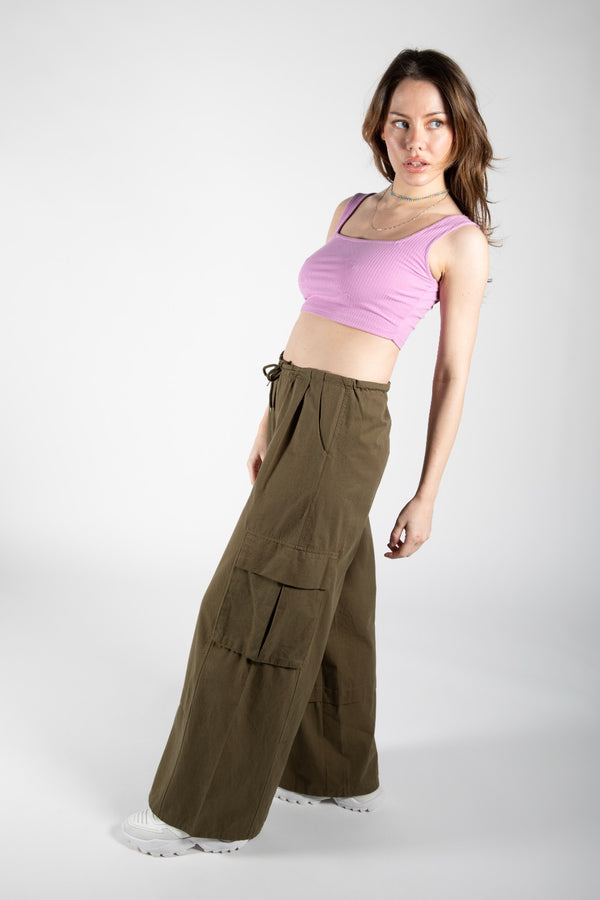 Lilac Ribbed Crop Vest Top 