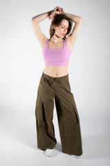 Lilac Ribbed Crop Vest Top 