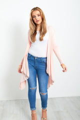 Baby Pink Plain Waterfall Cardigan