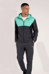 Mens Mint Colourblock Hooded Zip-Up Tracksuit Set