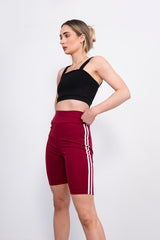 Maroon Double Stripe Cycling Shorts