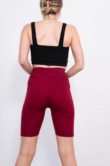 Maroon Double Stripe Cycling Shorts