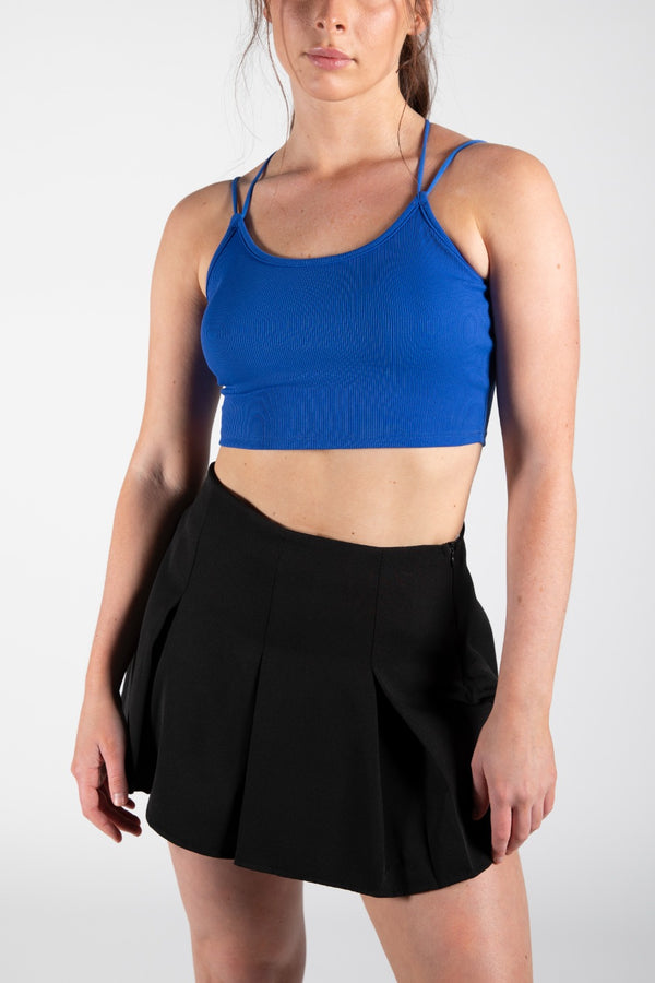 Royal Blue Strappy Detail Ribbed Crop Top