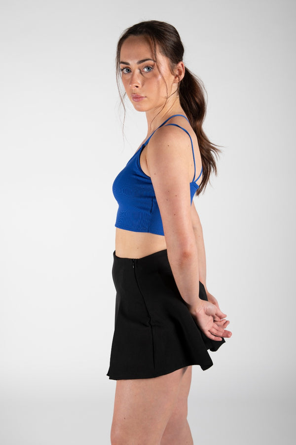Royal Blue Strappy Detail Ribbed Crop Top