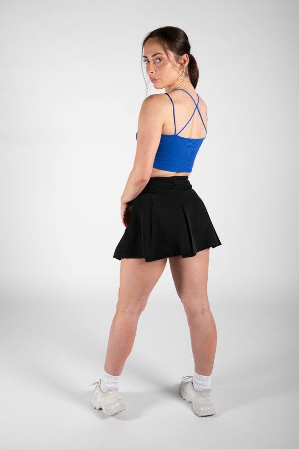 Royal Blue Strappy Detail Ribbed Crop Top
