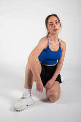 Royal Blue Strappy Detail Ribbed Crop Top