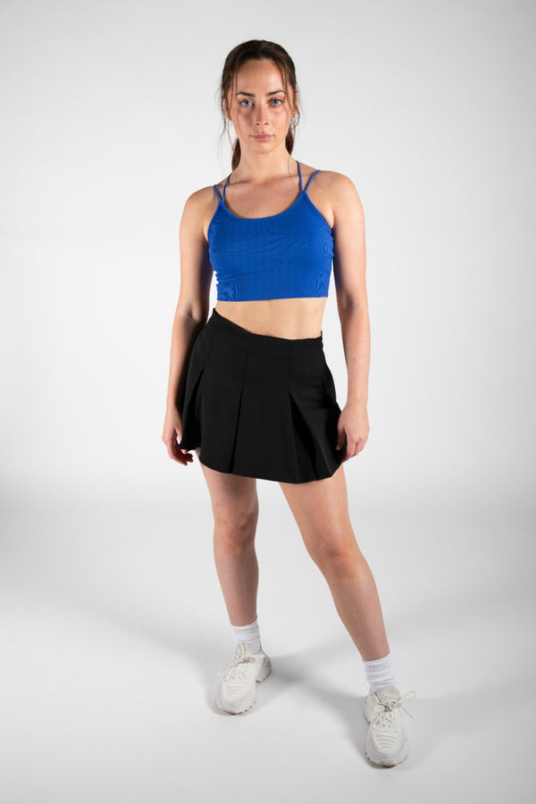 Royal Blue Strappy Detail Ribbed Crop Top