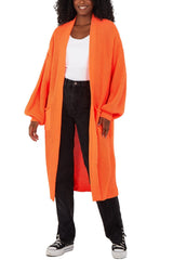 Brown Oversized Balloon Sleeve Knitted Cardigan