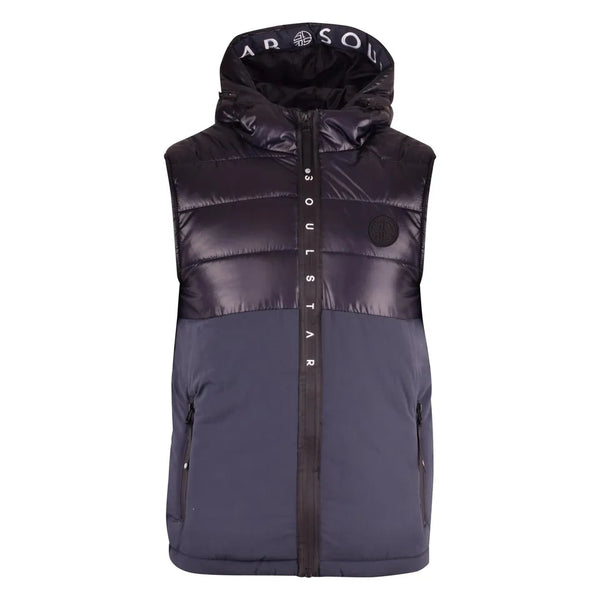 Mens Navy Half Quilted Logo Gilet Bodywarmer
