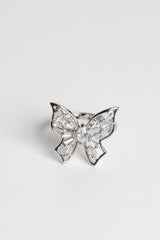 Silver Diamonte Butterfly Ring