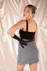 Silver Glitter Mini Skirt 