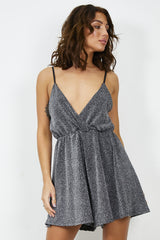 Silver Glitter Strappy Playsuit