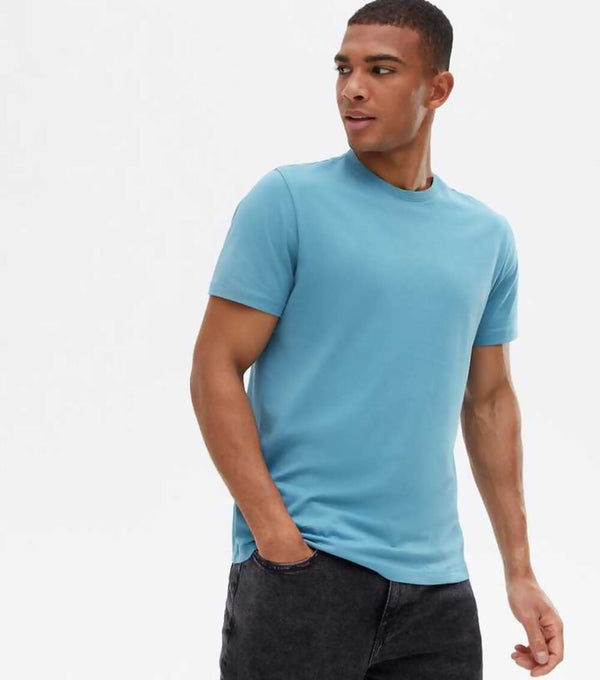 Mens Sky Blue Basic Crew Neck T-Shirt