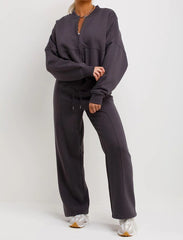 Slate Grey Bomber Sweatshirt With Straight Leg Jogger