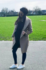 Stone Tie Front Shawl Collar Coat
