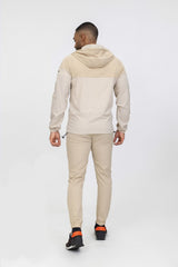 Oatmeal Softshell Hooded Windbreaker Jacket With Jogger