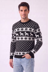 Men's Black Fair Isle Reindeer Christmas Knit Jumper - William
