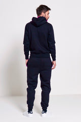 Mens Navy Fleece Jogging Pockets Plain Tracksuit