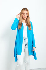 Turquoise Ribbed Waterfall Cardigan