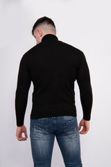 Mens Black Turtle Neck Jumper