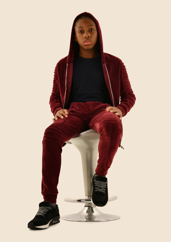 Velvet Ribbed Padding Fitting Tracksuit
