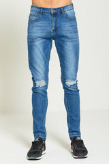 Mens Denim Knee Ripped Skinny Fit Jeans