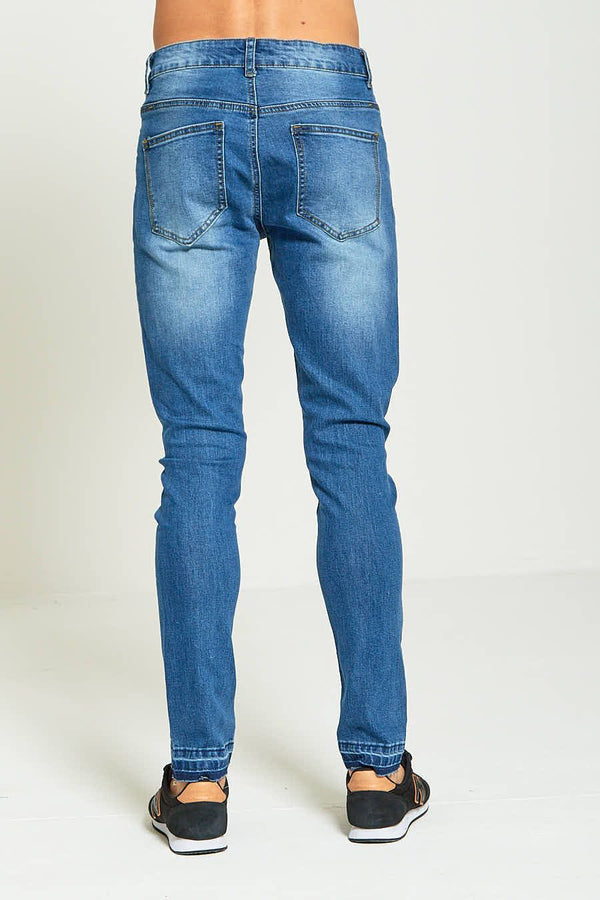 Mens Denim Knee Ripped Skinny Fit Jeans