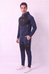 Men's Navy Panelled Hoodie & Joggers Tracksuit Set - Jack