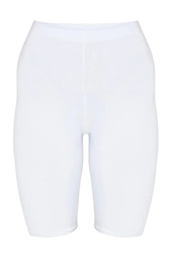 White Basic High Waisted Cycle Shorts