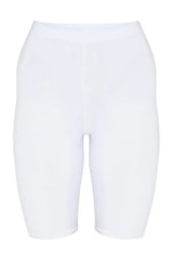 White Basic High Waisted Cycle Shorts