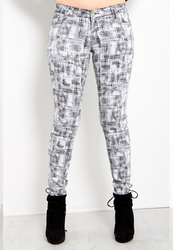White Check Skinny Jeans
