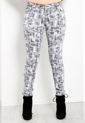 White Check Skinny Jeans