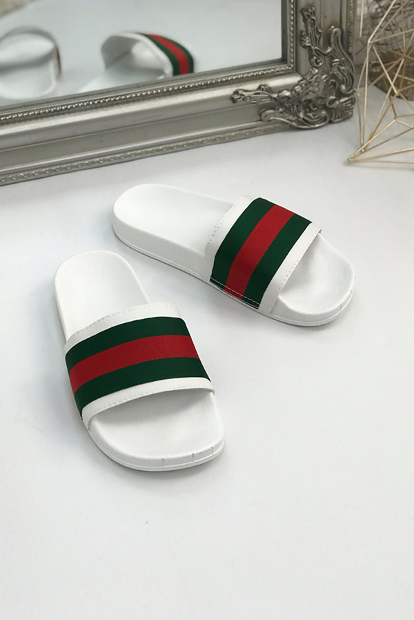 White Chunky Style Striped Sliders