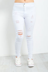 White Distressed Skinny Jeans