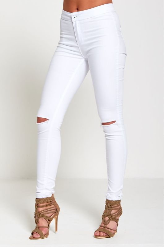 White High Waisted Super Stretch Skinny Jeans