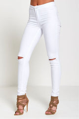 White High Waisted Super Stretch Skinny Jeans